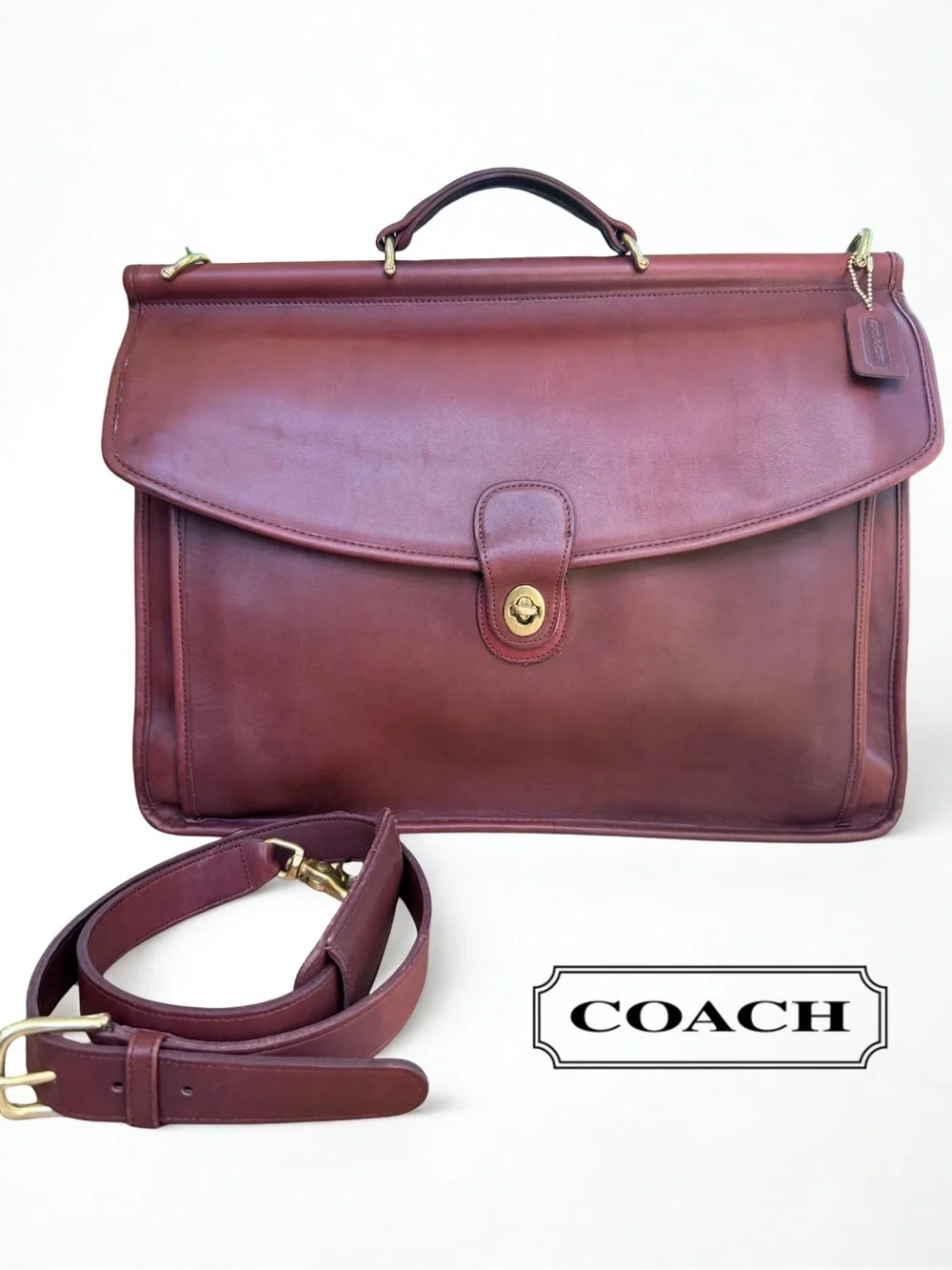 Vintage Coach Beekman Briefcase 5266 Rare Burgundy Leather Messenger Bag USA
